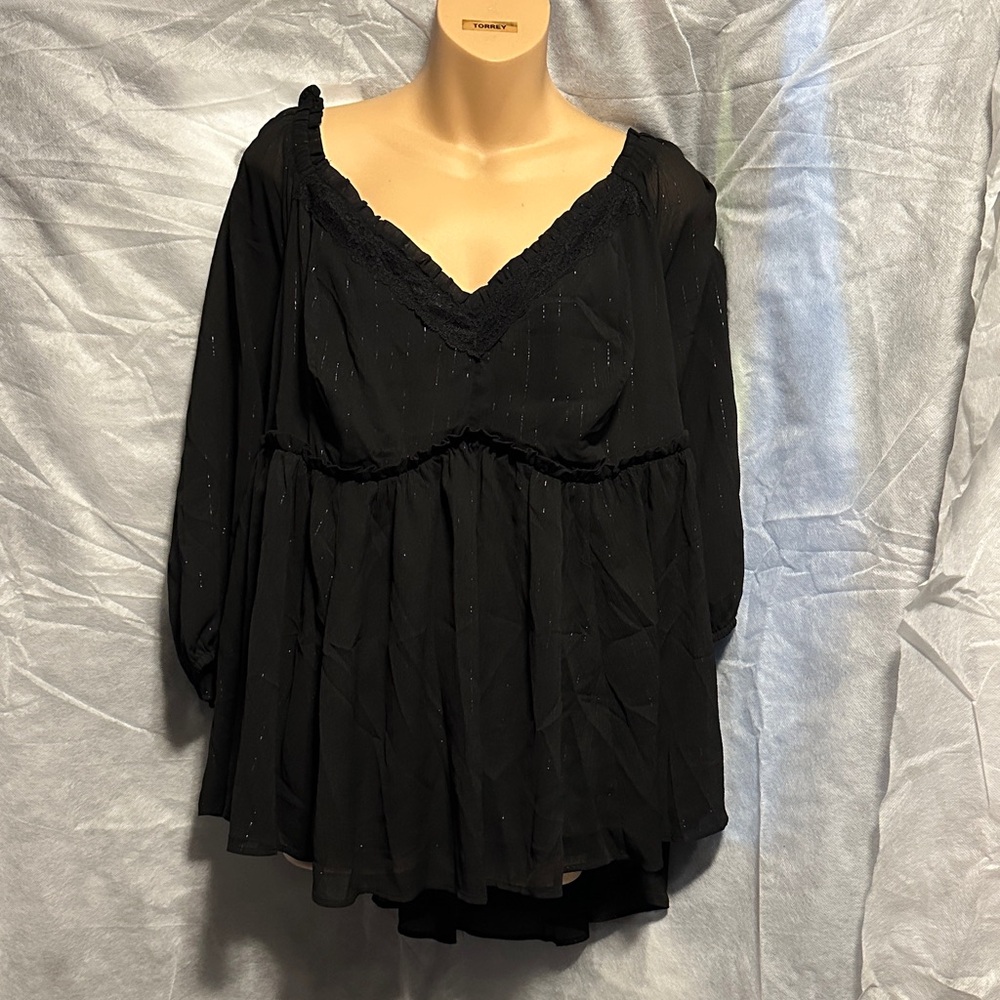 Torrid Black Sheer Women's Blouse